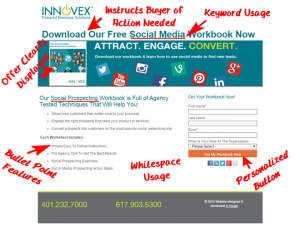 INNOVEX action oriented landing page 